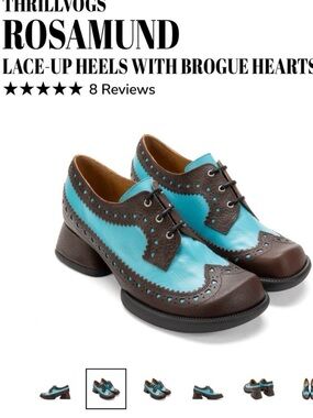 NIB Fluevog Thrillvogs Rosamund Size 10 Blue/Brown